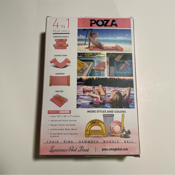 Inflatable Pool Hammock - Luxurious Confetti-Filled Pool Lounger Float, New - Picture 3 of 4